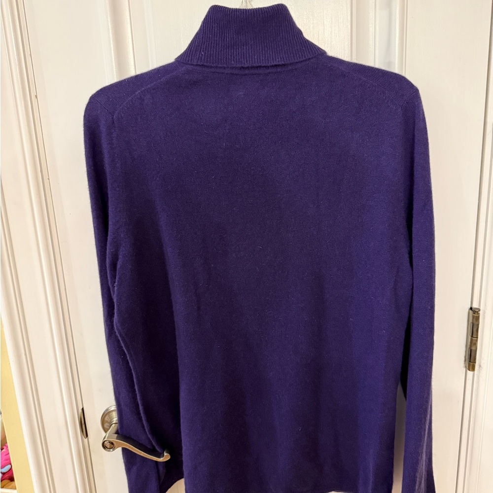 Cashmere Lord & Taylor Deep Purple  Turtleneck Sweater - Picture 6 of 11